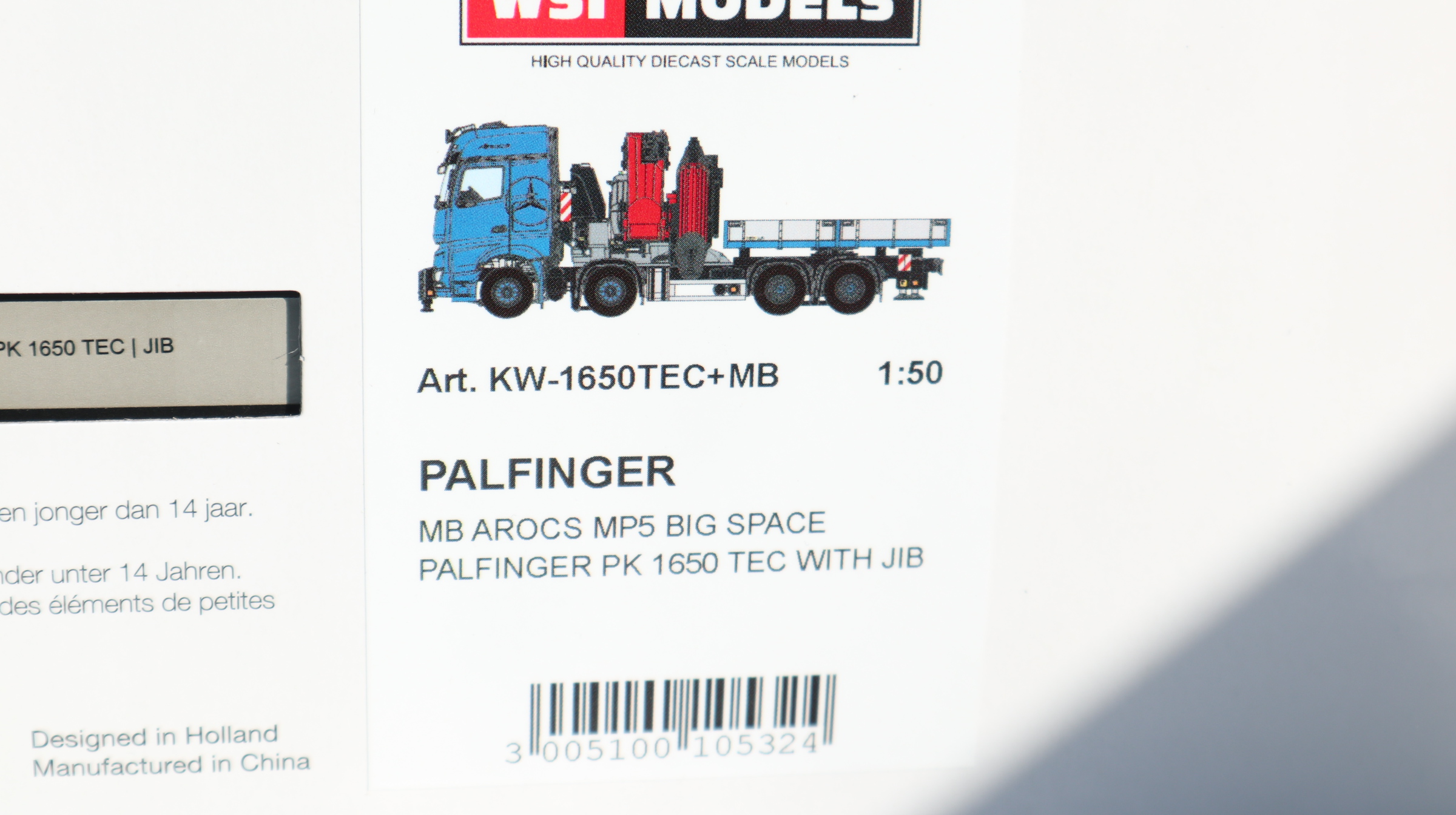 WSI 02-3566 in 1:50, MB AROCS MP5 BIG Space BLAU-metallic 8x4 + Palfinger PK 1650 TEC, NEU in OVP