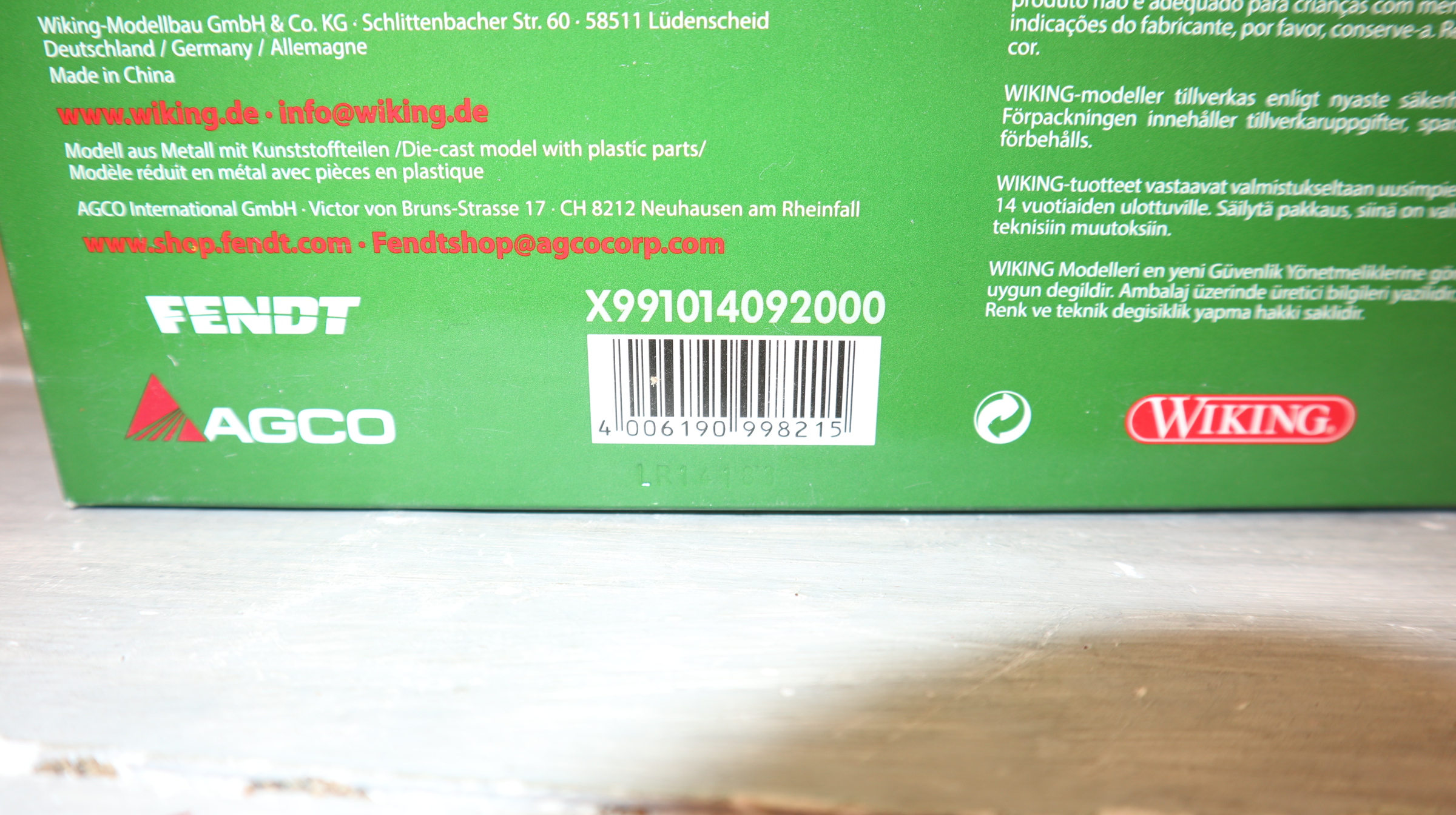Wiking X991014092000 in 1:32,  Fendt 939 Vario 2014 Wadenbrunn, NEU in OVP
