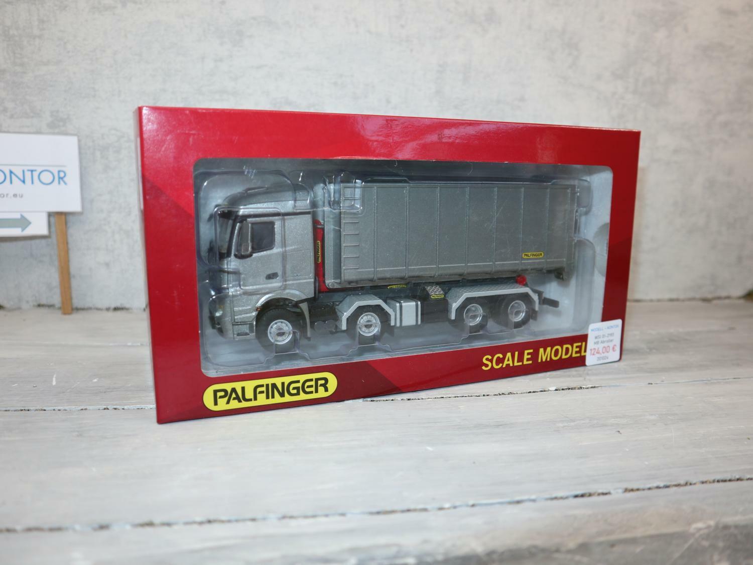 WSI 02-2193 in 1:50, MB Actros 8x4 Palfinger Abroller silber mit 40m2-Container, NEU in OVP WSI 02-2193 in 1:50, MB Actros 8x4 Palfinger Abroller silber mit 40m2-Container, NEU in OVP