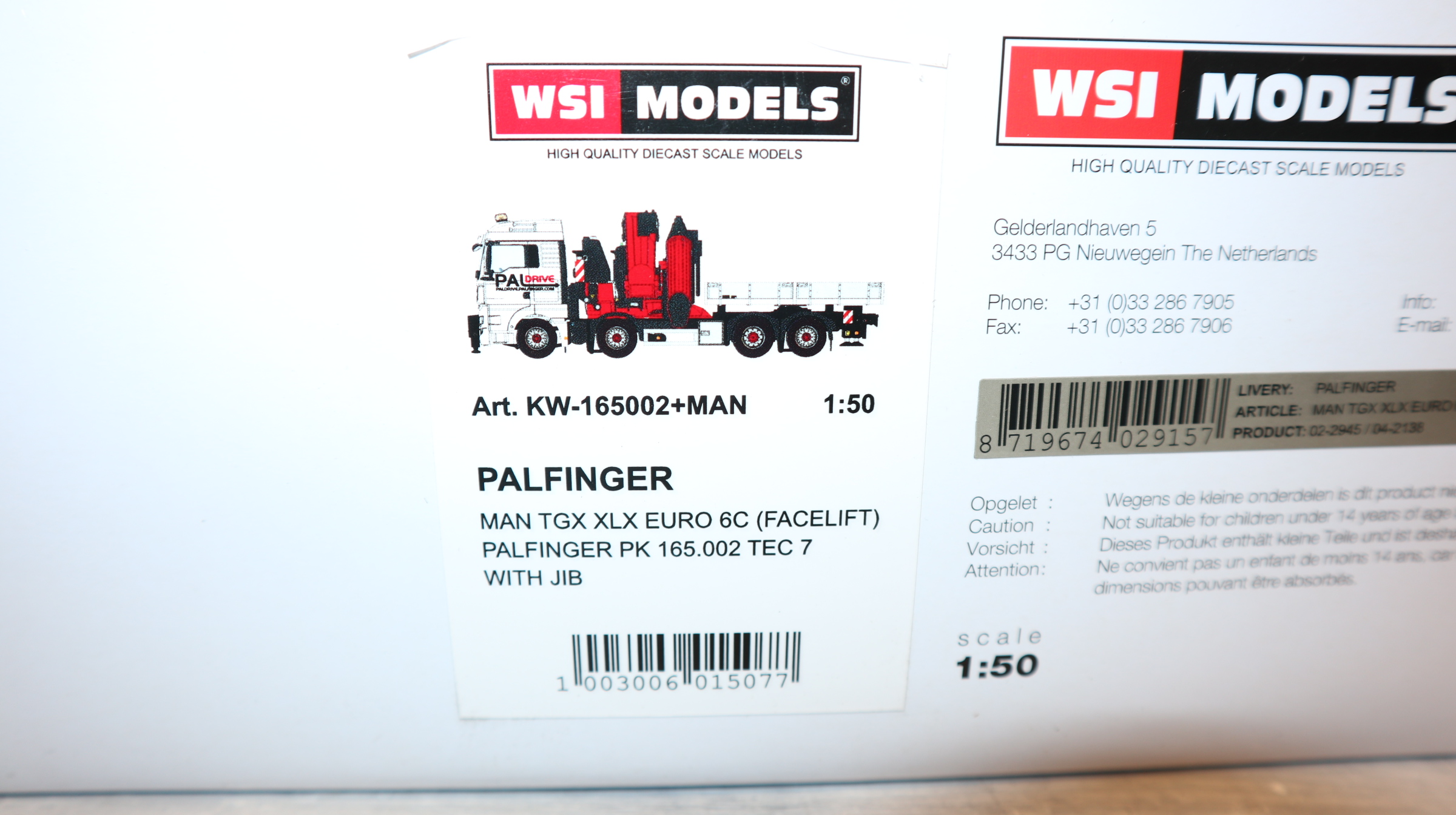 WSI 02-2945 in 1:50, MAN TGX 8x4 + Palfinger PK 165.002 TEC, NEU in OVP